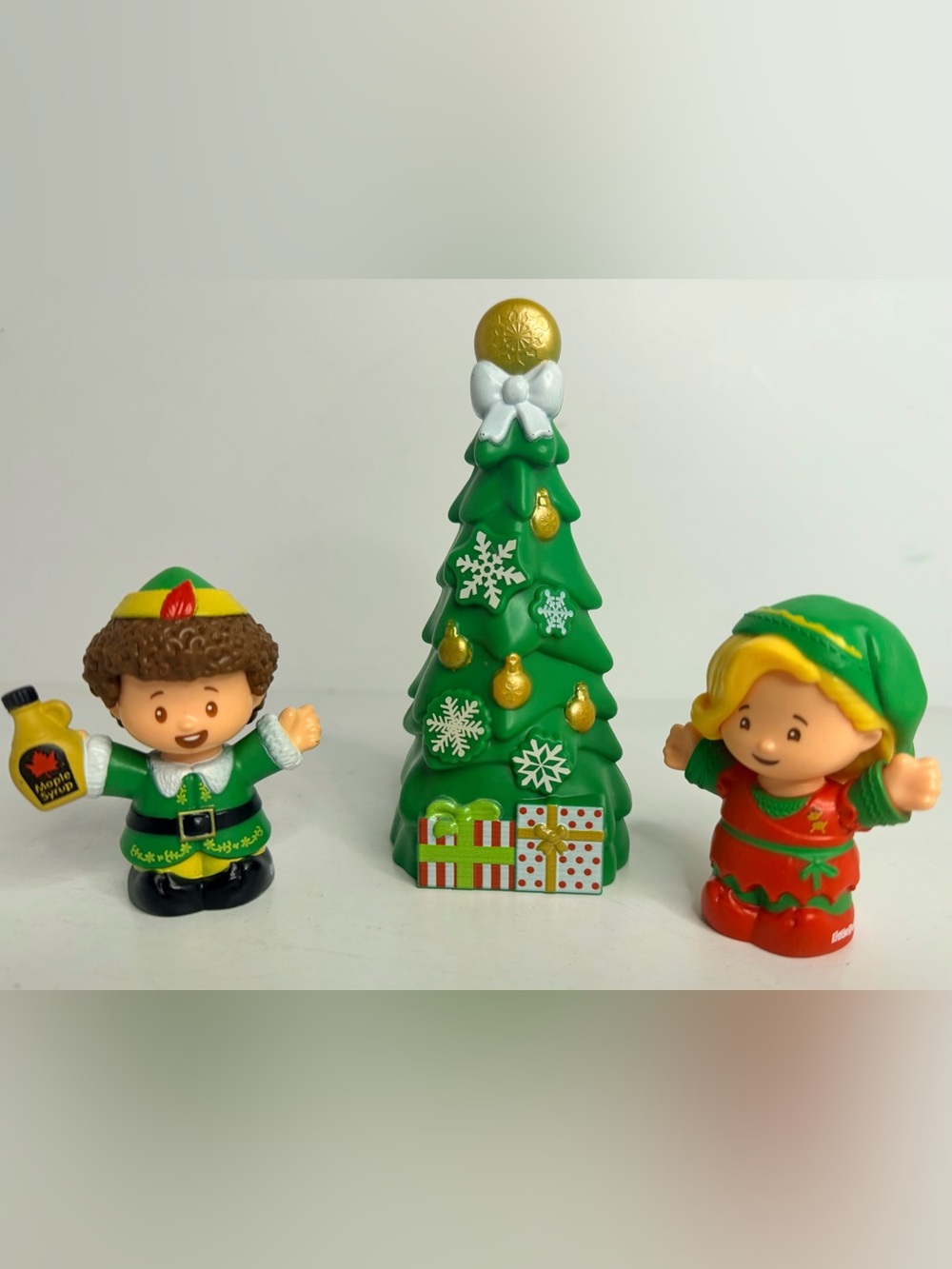 Little People Christmas Holiday Elf Figures & Tree 3 Piece Set 2008 Fisher-Price
